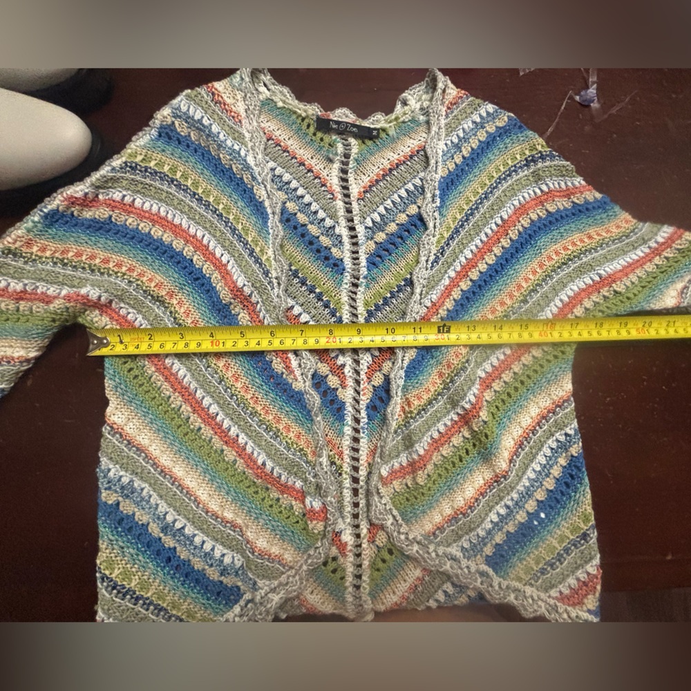 Nic and zoe multicolor kimono poncho shrug open chunky crochet colorway luxury - Picture 5 of 6